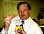 Brian snacks on some local wieners